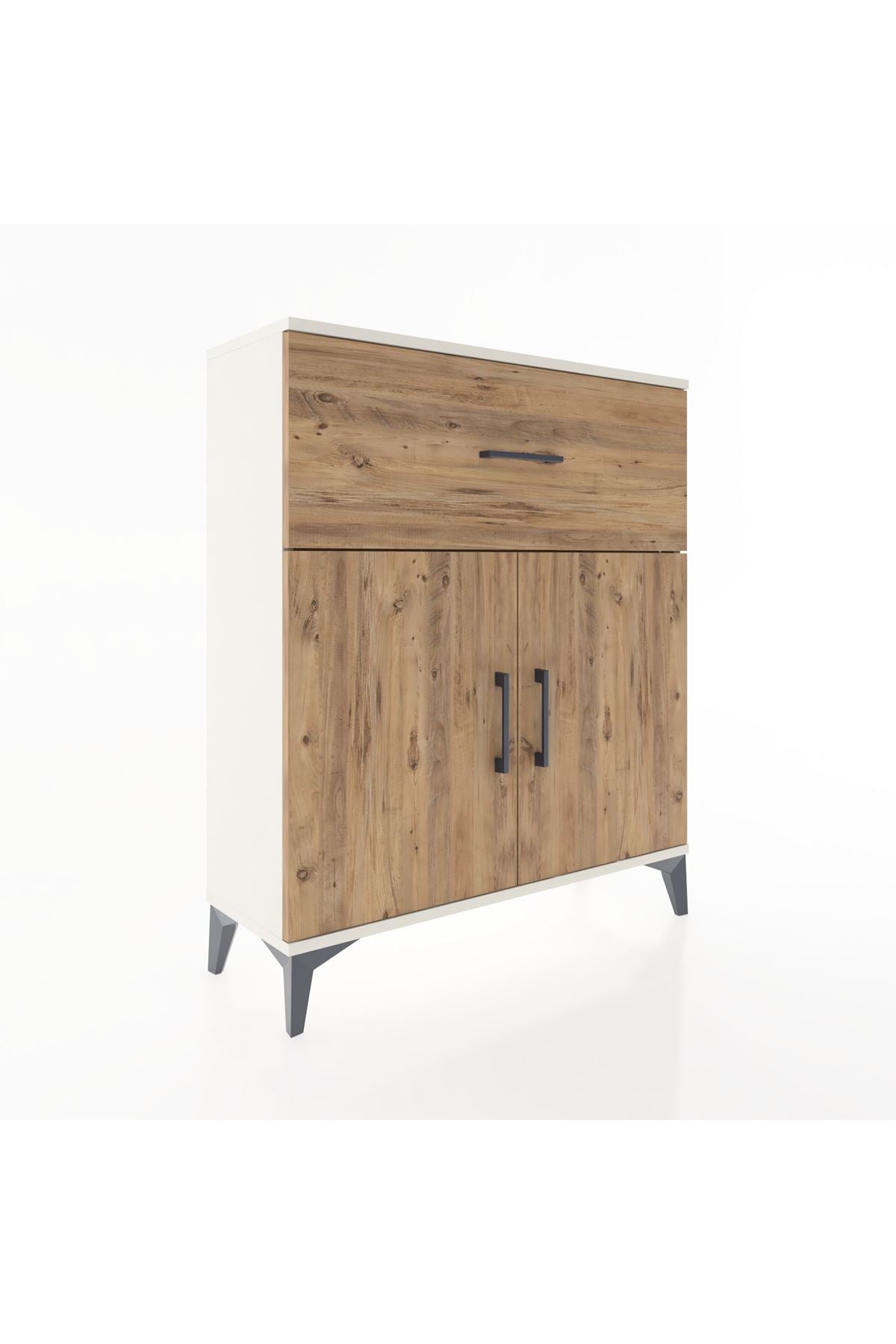 Arges Şifonyer Tek Raflı Tek Çekmeceli 2 Kapaklı 88x30x106 Aytaşı-Çam