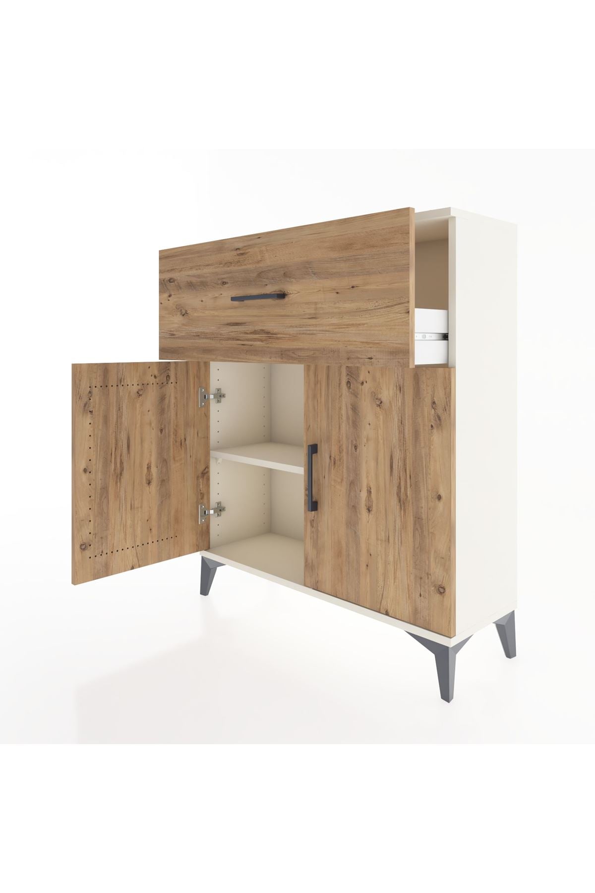 Arges Şifonyer Tek Raflı Tek Çekmeceli 2 Kapaklı 88x30x106 Aytaşı-Çam