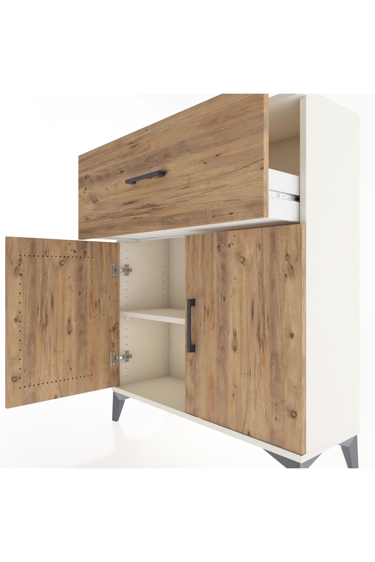 Arges Şifonyer Tek Raflı Tek Çekmeceli 2 Kapaklı 88x30x106 Aytaşı-Çam