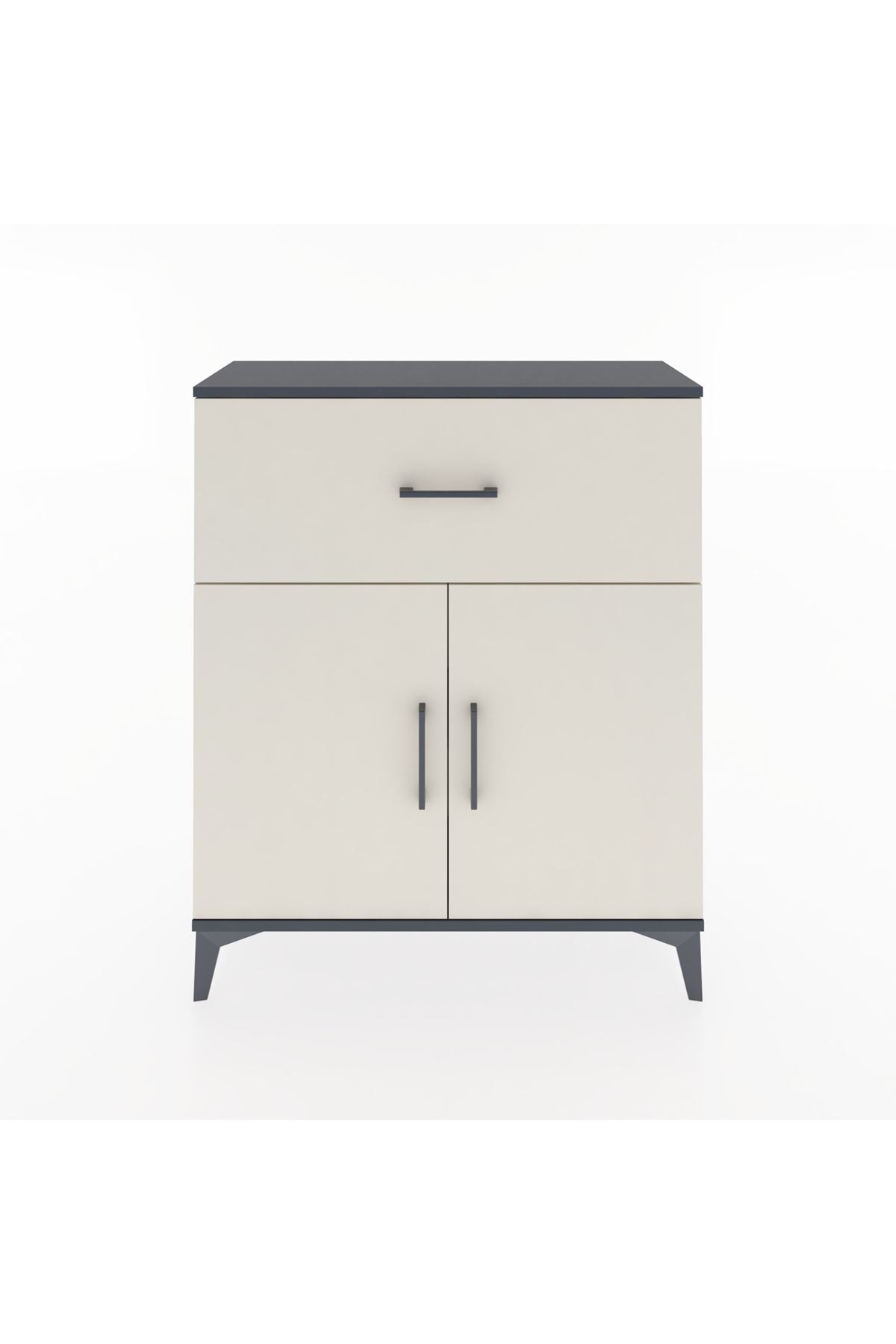 Arges Şifonyer Tek Raflı Tek Çekmeceli 2 Kapaklı 88x30x106 Antrasit-Aytaşı