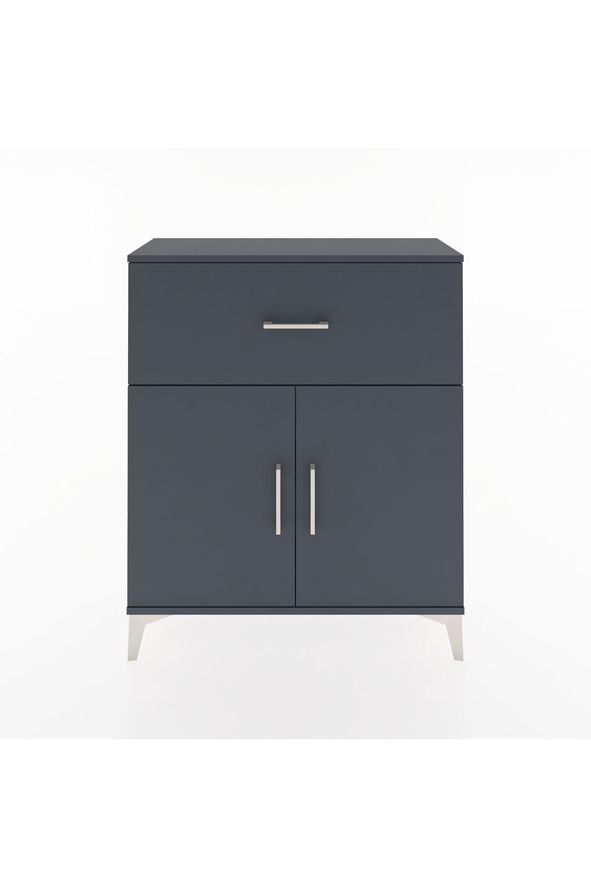 Arges Şifonyer Tek Raflı Tek Çekmeceli 2 Kapaklı 88x30x106 Antrasit-Antrasit