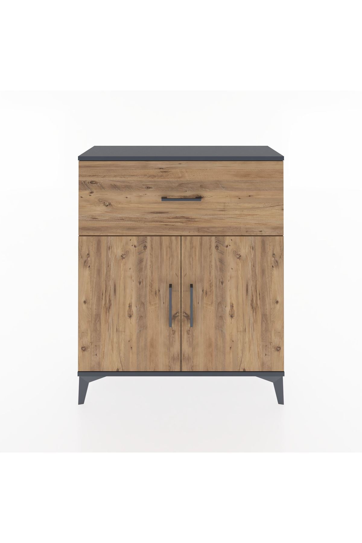 Arges Şifonyer Tek Raflı Tek Çekmeceli 2 Kapaklı 88x30x106 Antrasit-Çam
