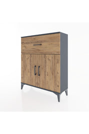 Arges Şifonyer Tek Raflı Tek Çekmeceli 2 Kapaklı 88x30x106 Antrasit-Çam