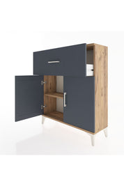 Arges Şifonyer Tek Raflı Tek Çekmeceli 2 Kapaklı 88x30x106 Çam-Antrasit