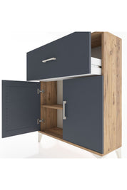 Arges Şifonyer Tek Raflı Tek Çekmeceli 2 Kapaklı 88x30x106 Çam-Antrasit