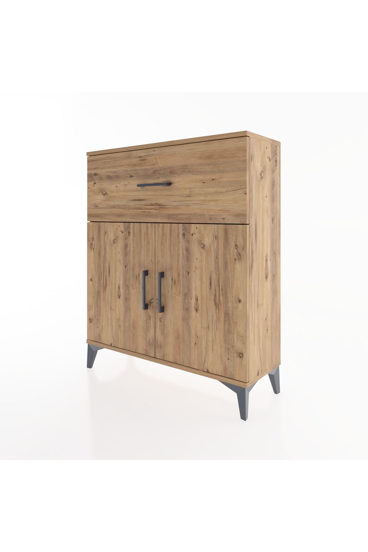 Arges Şifonyer Tek Raflı Tek Çekmeceli 2 Kapaklı 88x30x106 Çam-Çam