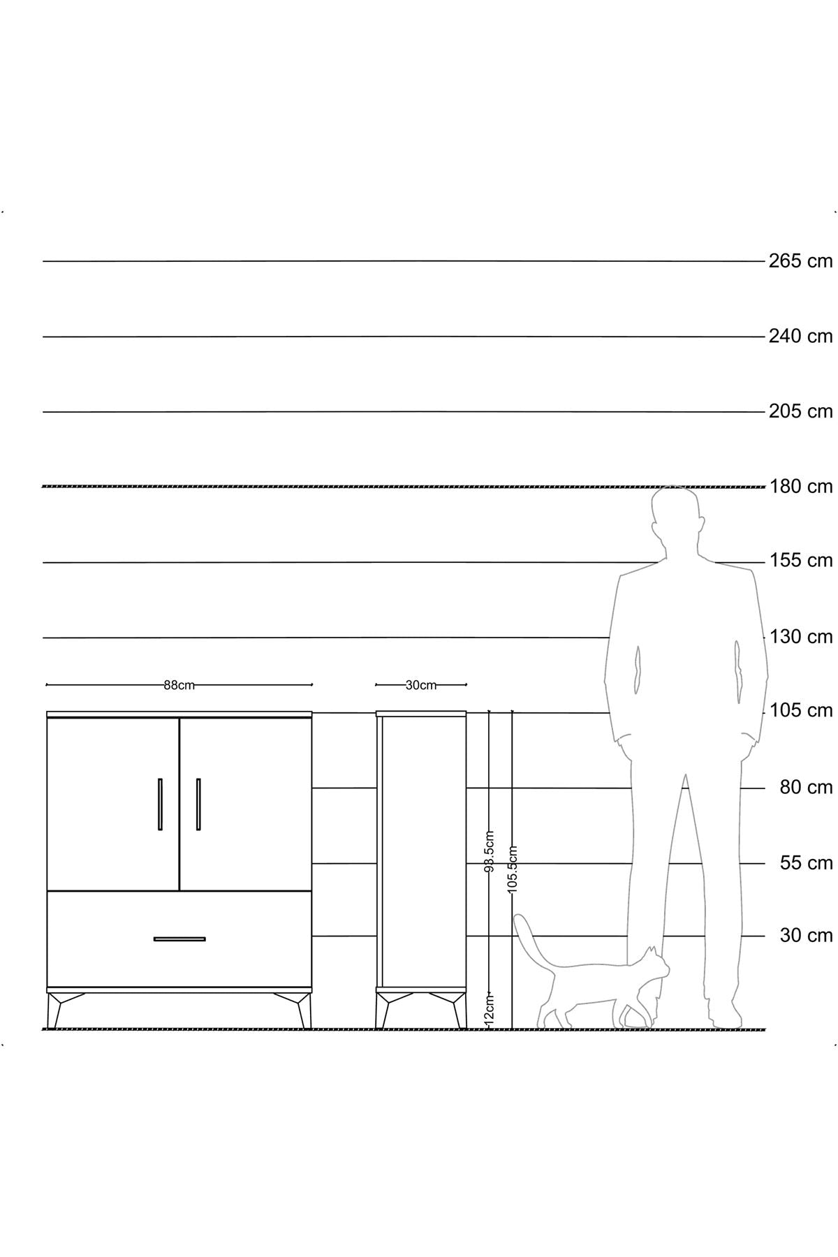 Arges Şifonyer 2 Raflı Tek Çekmeceli 2 Kapaklı 88x30x106 Aytaşı-Aytaşı