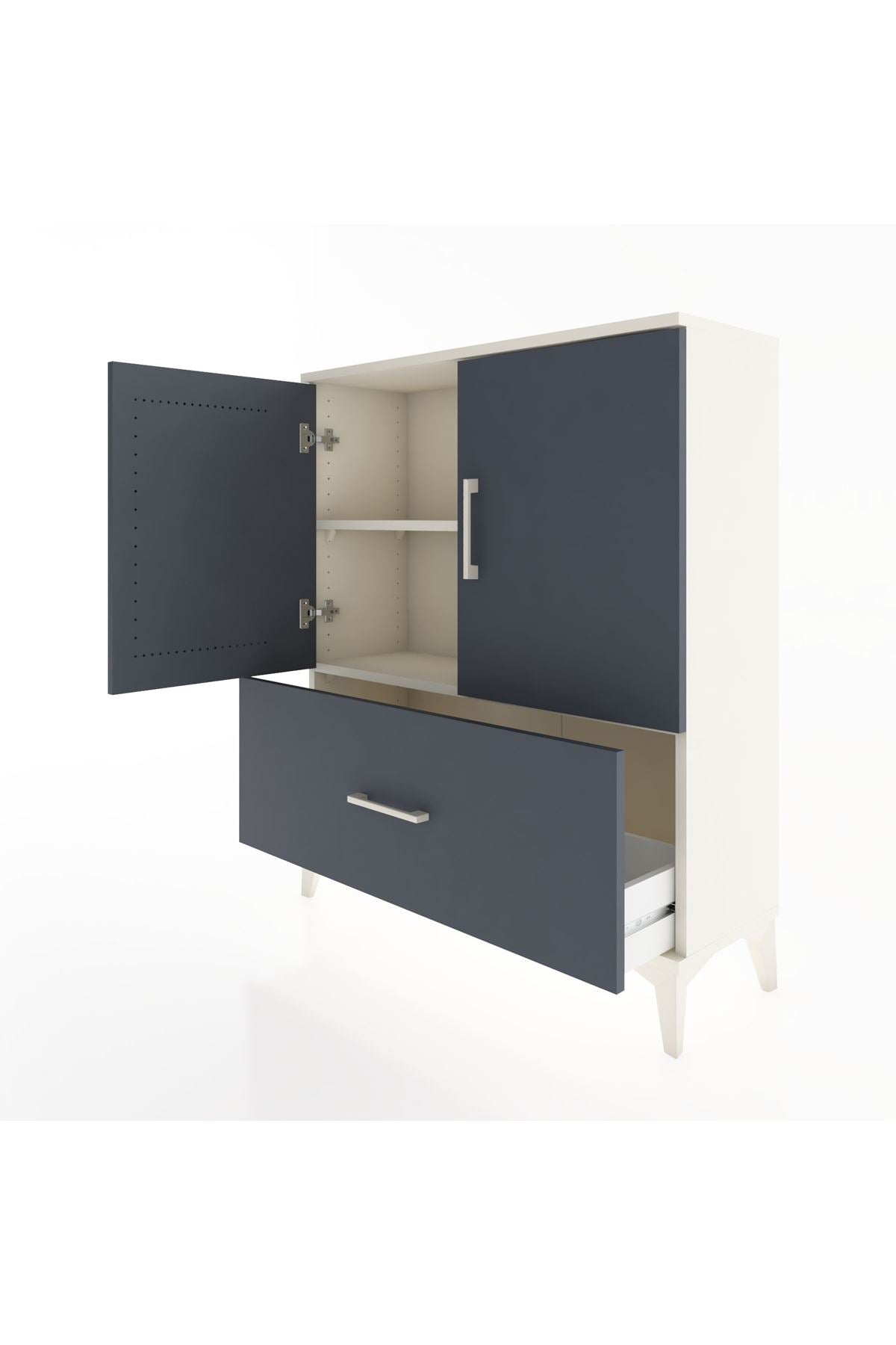 Arges Şifonyer 2 Raflı Tek Çekmeceli 2 Kapaklı 88x30x106 Aytaşı-Antrasit