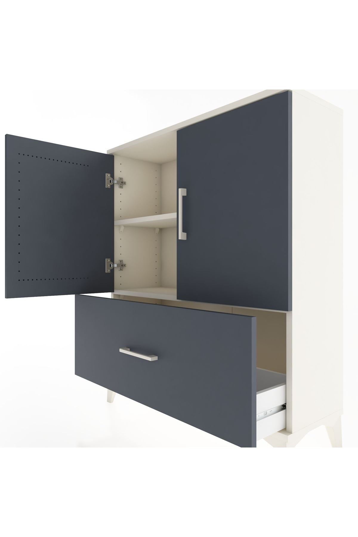 Arges Şifonyer 2 Raflı Tek Çekmeceli 2 Kapaklı 88x30x106 Aytaşı-Antrasit