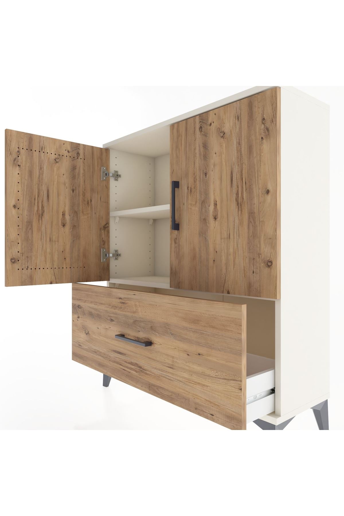 Arges Şifonyer 2 Raflı Tek Çekmeceli 2 Kapaklı 88x30x106 Aytaşı-Çam