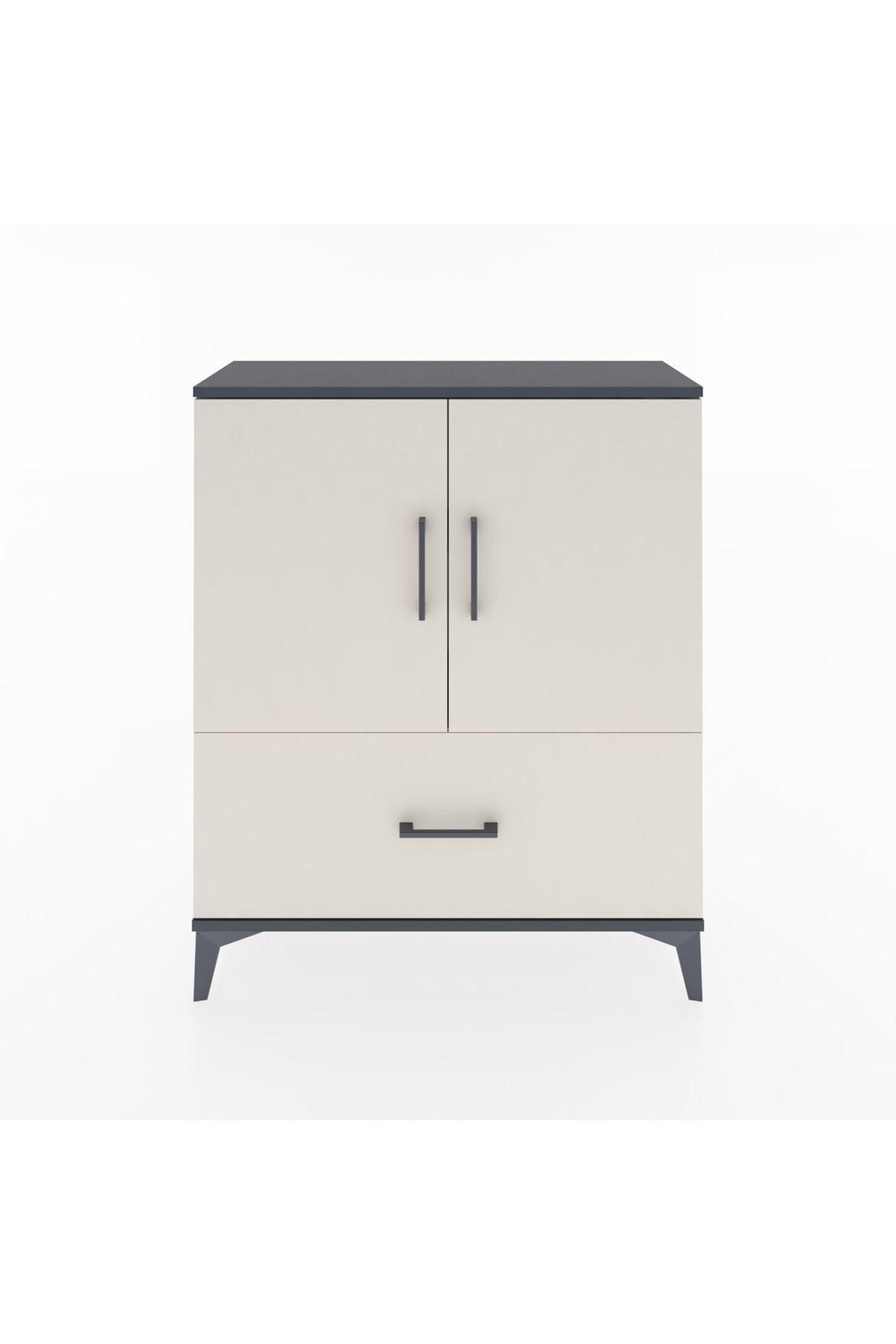 Arges Şifonyer 2 Raflı Tek Çekmeceli 2 Kapaklı 88x30x106 Antrasit-Aytaşı