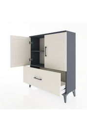 Arges Şifonyer 2 Raflı Tek Çekmeceli 2 Kapaklı 88x30x106 Antrasit-Aytaşı