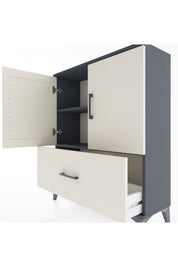 Arges Şifonyer 2 Raflı Tek Çekmeceli 2 Kapaklı 88x30x106 Antrasit-Aytaşı