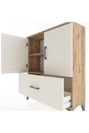 Arges Şifonyer 2 Raflı Tek Çekmeceli 2 Kapaklı 88x30x106 Çam-Aytaşı