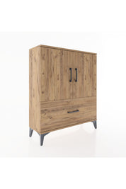 Arges Şifonyer 2 Raflı Tek Çekmeceli 2 Kapaklı 88x30x106 Çam-Çam