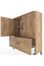 Arges Şifonyer 2 Raflı Tek Çekmeceli 2 Kapaklı 88x30x106 Çam-Çam