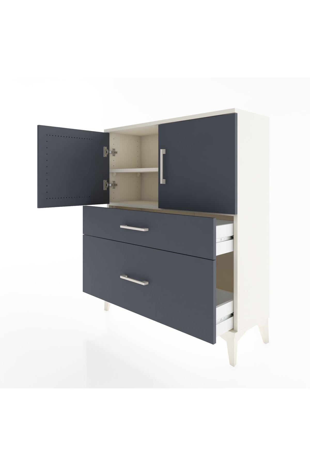 Arges Şifonyer 2 Raflı 2 Çekmeceli 2 Kapaklı 88x30x106 Aytaşı-Antrasit