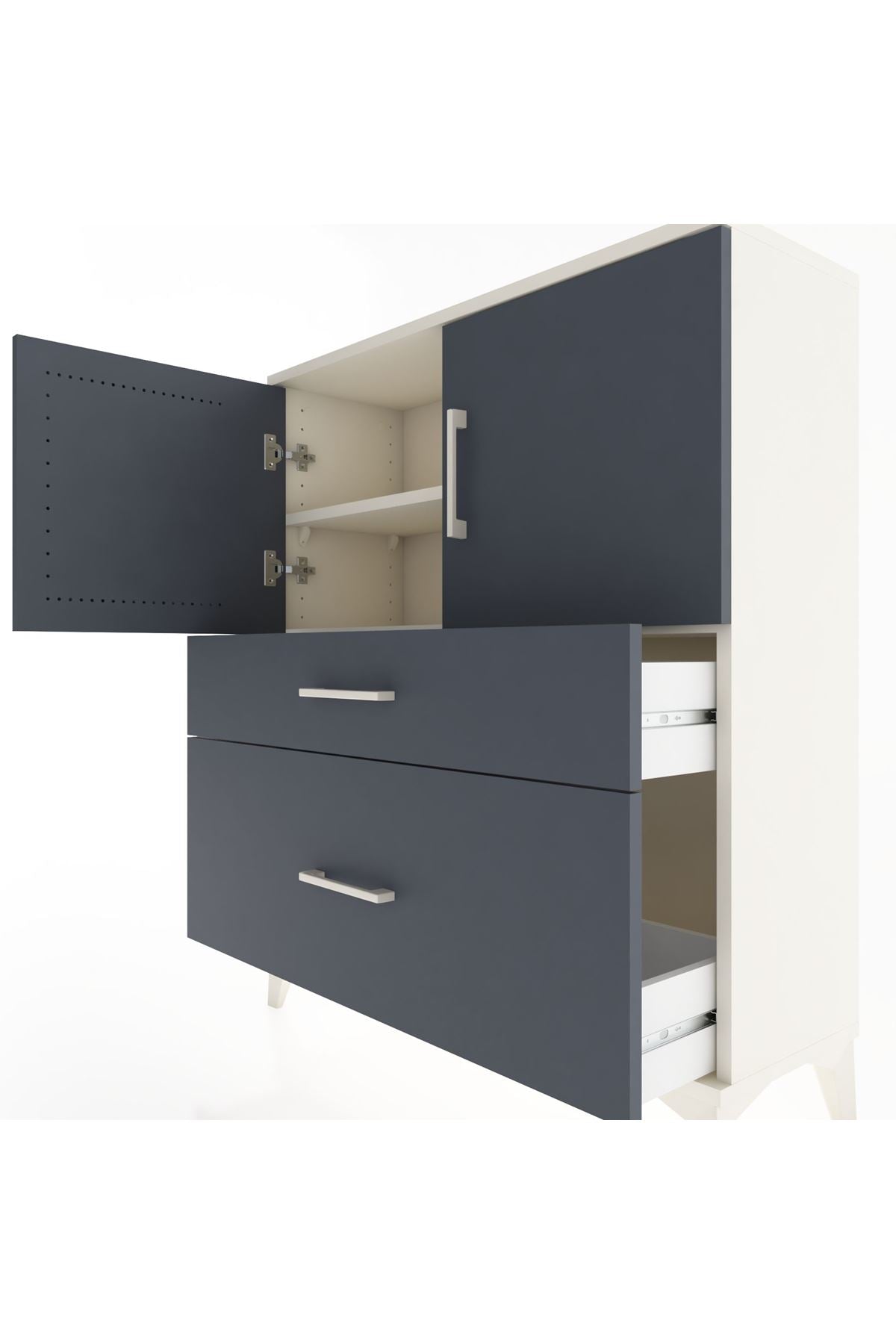 Arges Şifonyer 2 Raflı 2 Çekmeceli 2 Kapaklı 88x30x106 Aytaşı-Antrasit