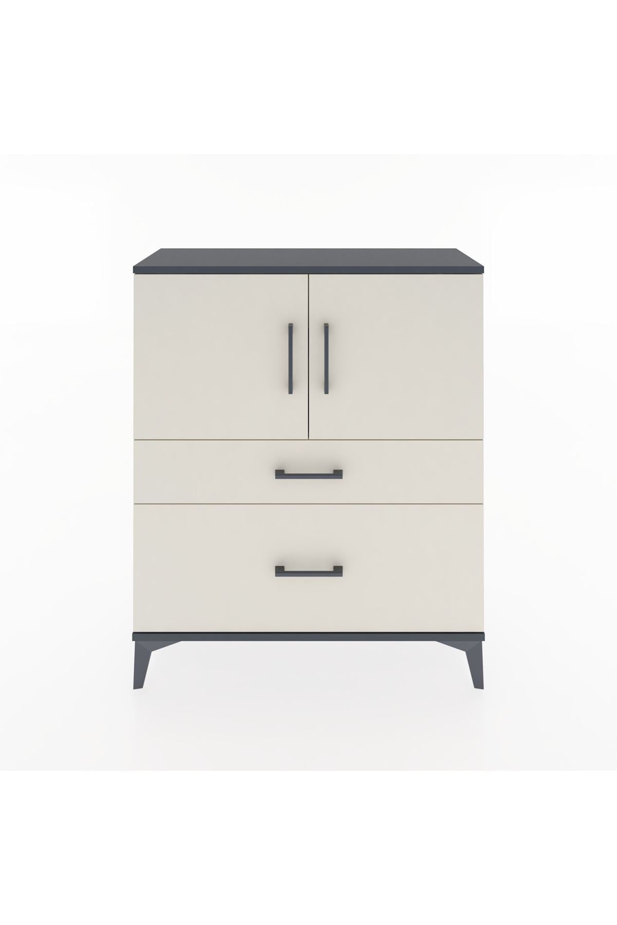 Arges Şifonyer 2 Raflı 2 Çekmeceli 2 Kapaklı 88x30x106 Antrasit-Aytaşı