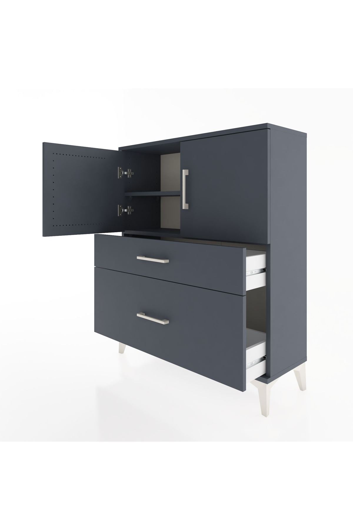 Arges Şifonyer 2 Raflı 2 Çekmeceli 2 Kapaklı 88x30x106 Antrasit-Antrasit