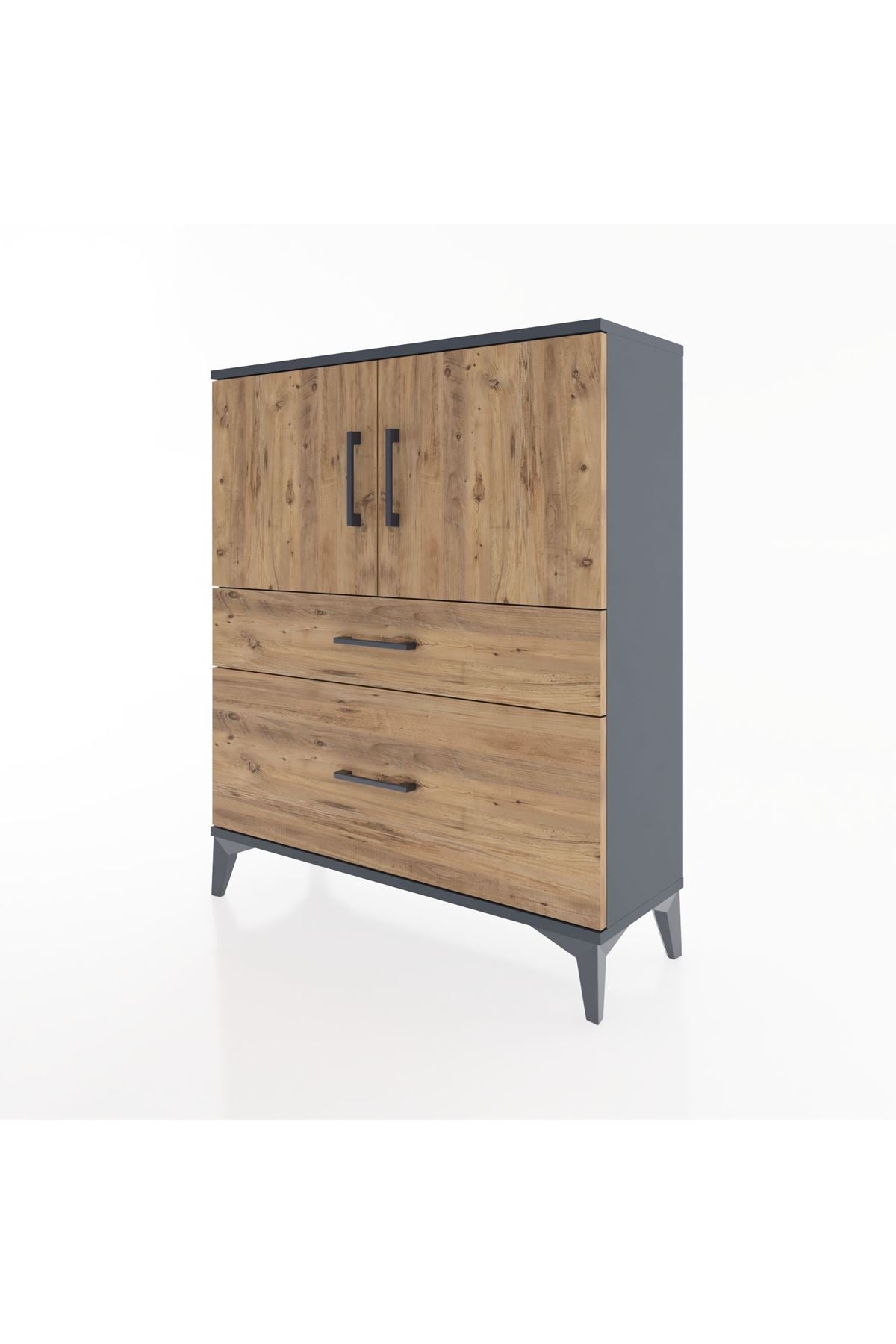 Arges Şifonyer 2 Raflı 2 Çekmeceli 2 Kapaklı 88x30x106 Antrasit-Çam