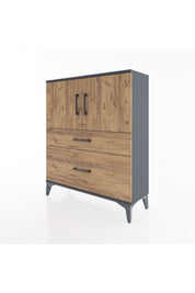 Arges Şifonyer 2 Raflı 2 Çekmeceli 2 Kapaklı 88x30x106 Antrasit-Çam