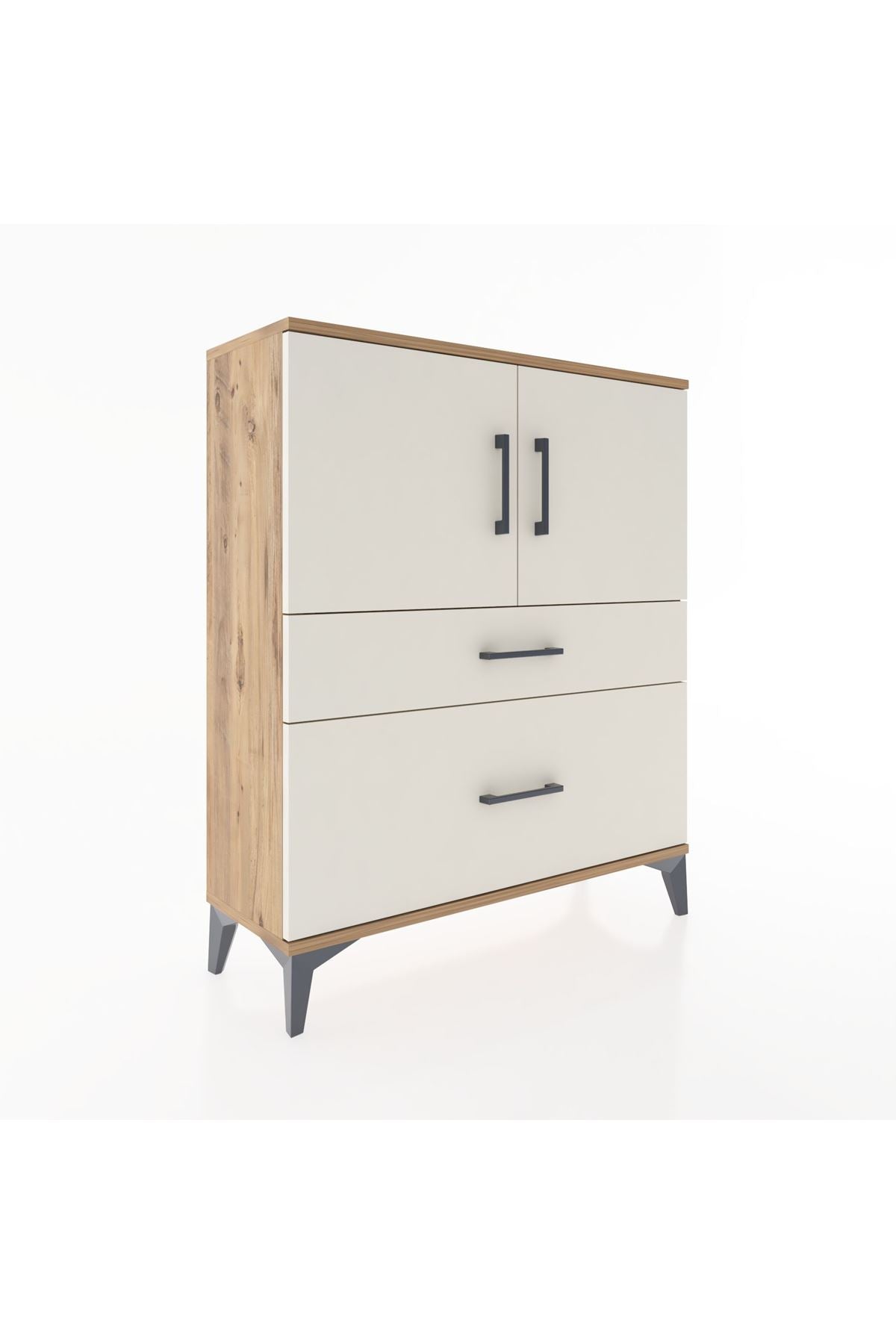 Arges Şifonyer 2 Raflı 2 Çekmeceli 2 Kapaklı 88x30x106 Çam-Aytaşı