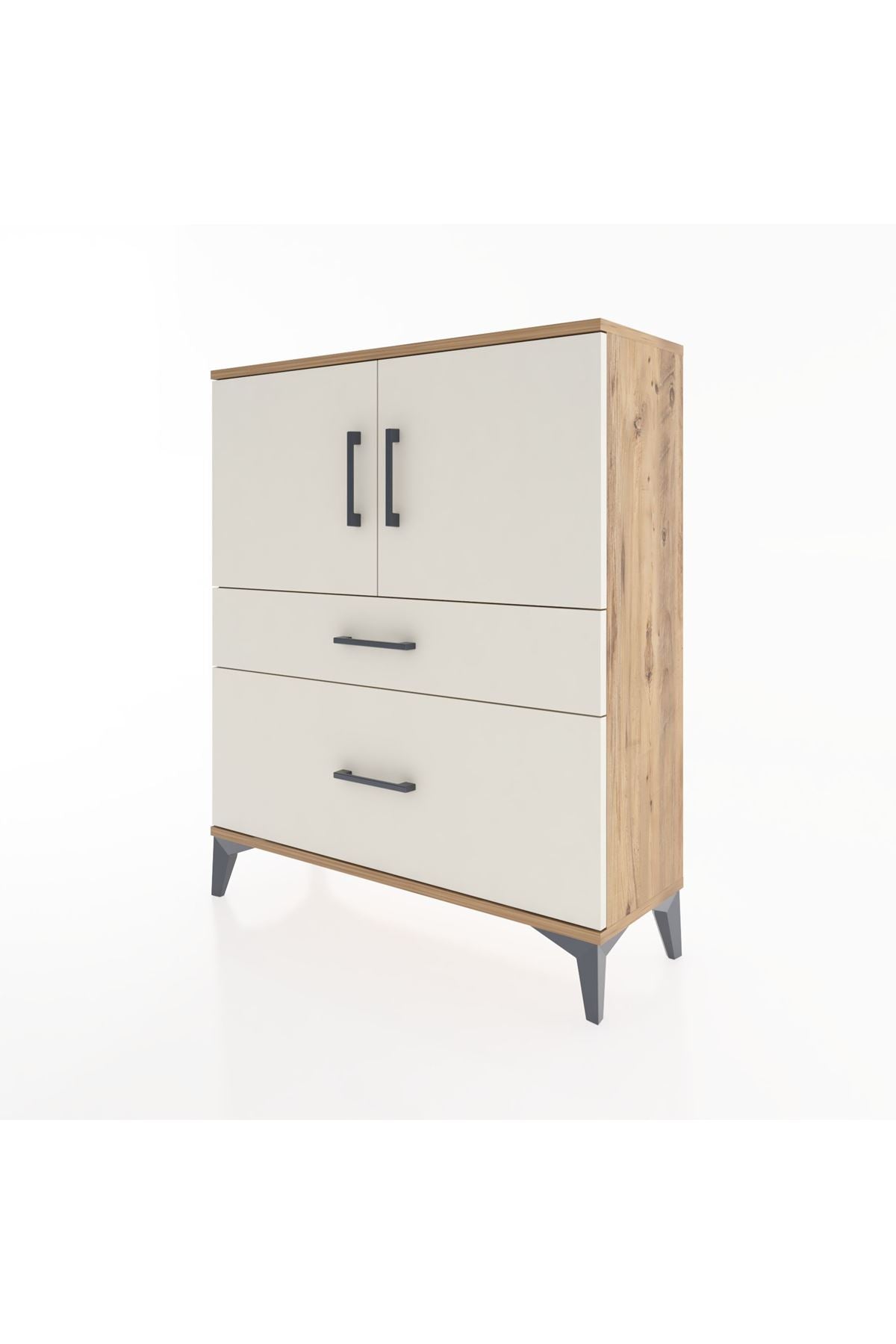 Arges Şifonyer 2 Raflı 2 Çekmeceli 2 Kapaklı 88x30x106 Çam-Aytaşı