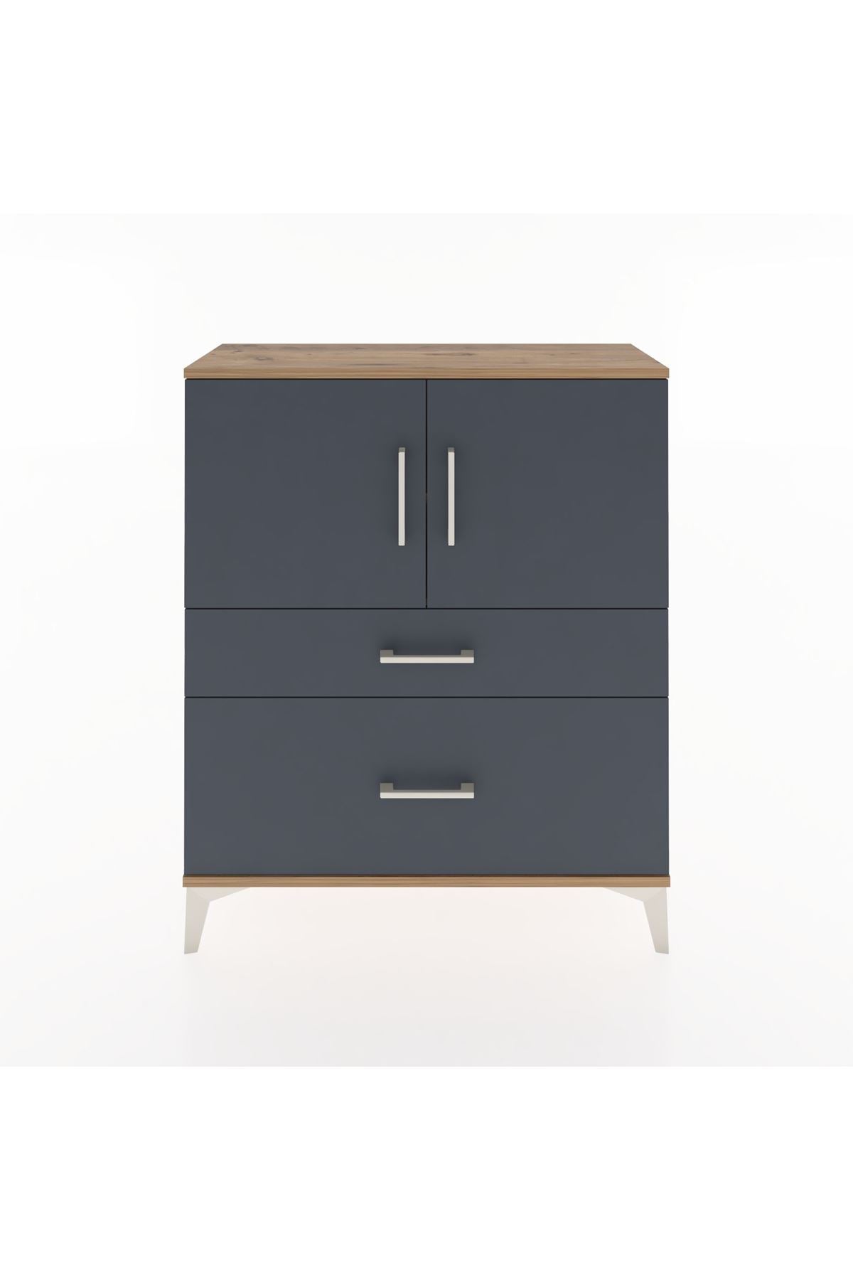 Arges Şifonyer 2 Raflı 2 Çekmeceli 2 Kapaklı 88x30x106 Çam-Antrasit