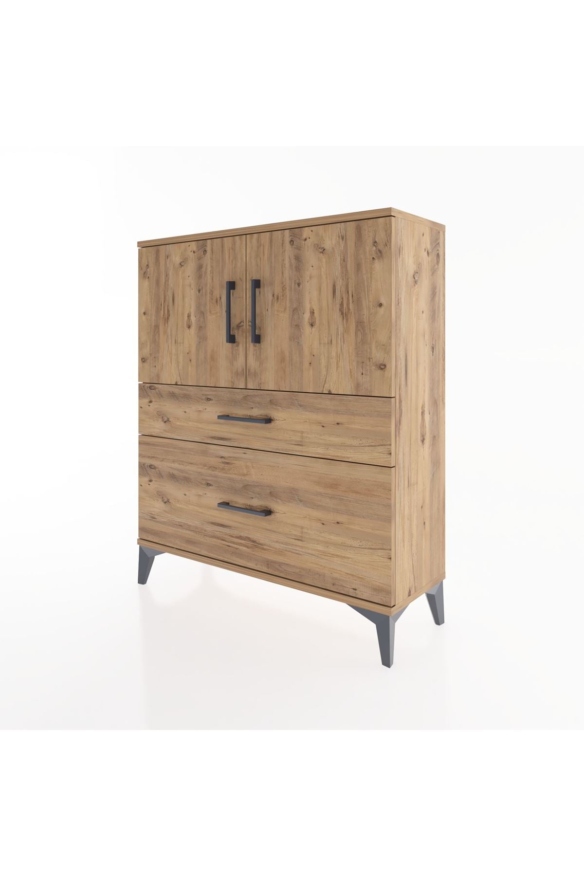 Arges Şifonyer 2 Raflı 2 Çekmeceli 2 Kapaklı 88x30x106 Çam-Çam