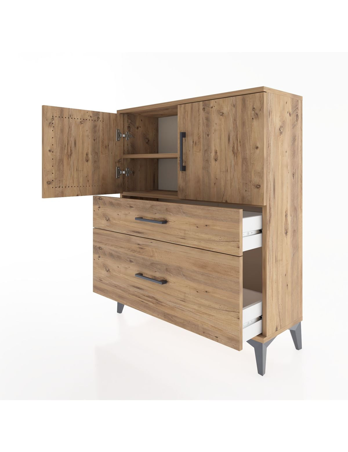 Arges Şifonyer 2 Raflı 2 Çekmeceli 2 Kapaklı 88x30x106 - S05M011V9A