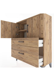 Arges Şifonyer 2 Raflı 2 Çekmeceli 2 Kapaklı 88x30x106 Çam-Çam