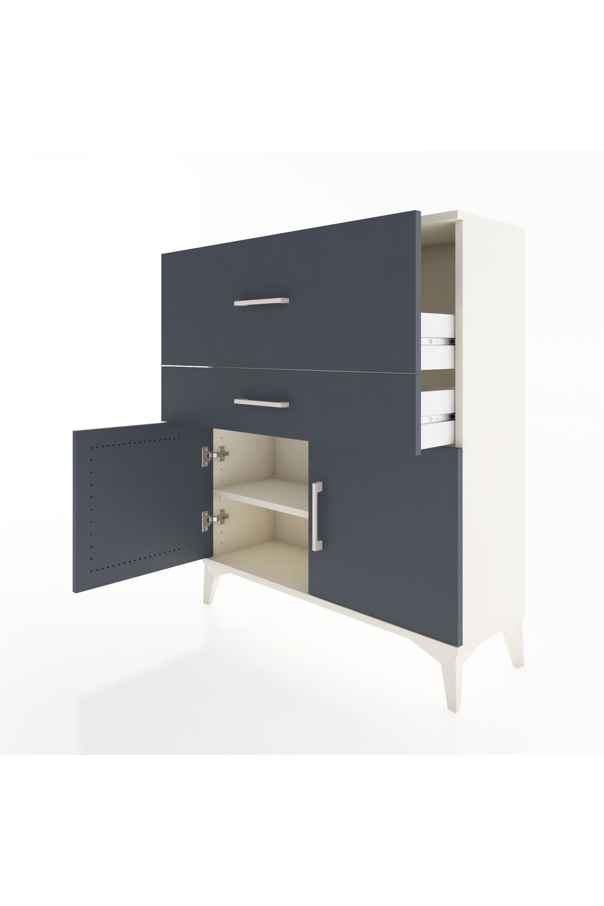 Arges Şifonyer Tek Raflı 2 Çekmeceli 2 Kapaklı 88x30x106 Aytaşı-Antrasit