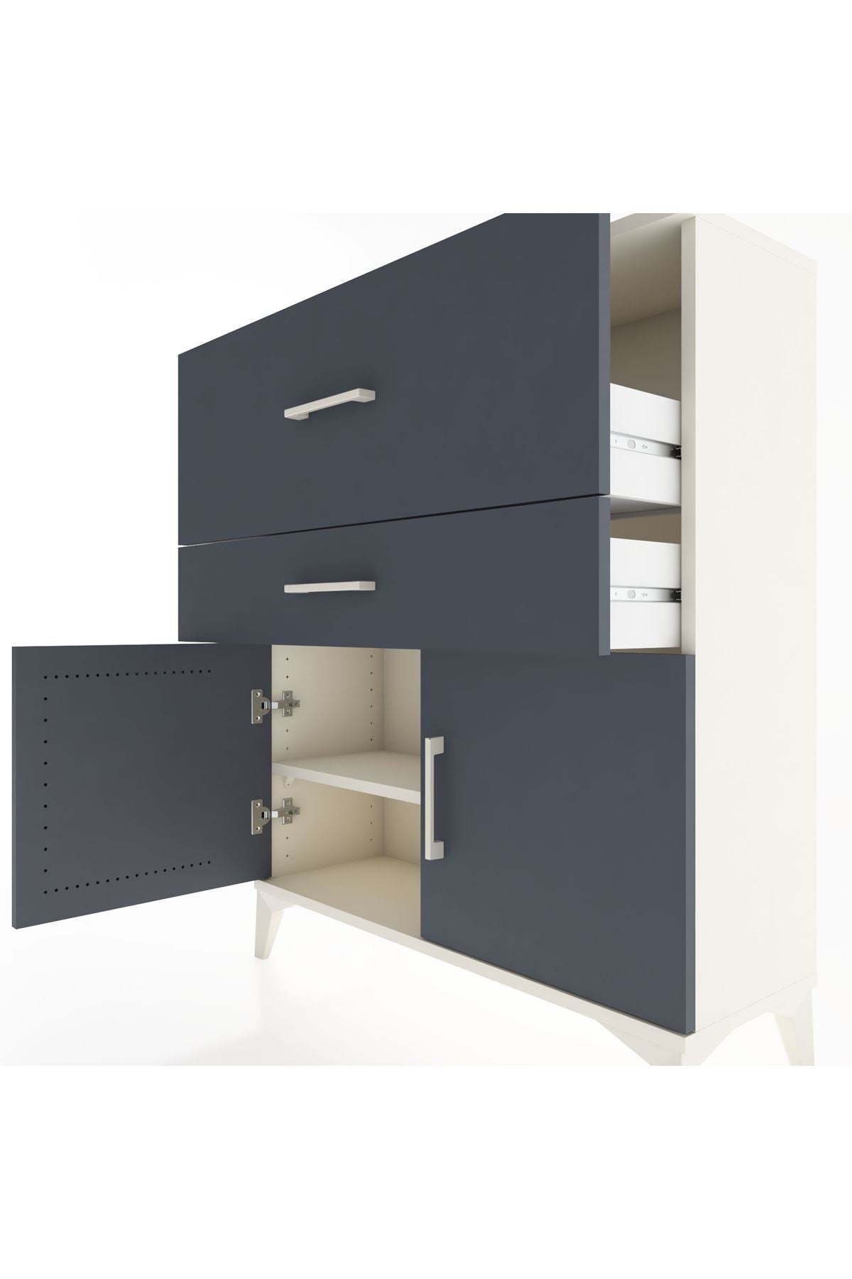 Arges Şifonyer Tek Raflı 2 Çekmeceli 2 Kapaklı 88x30x106 Aytaşı-Antrasit