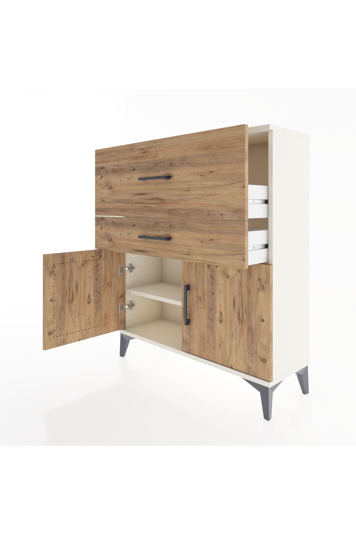 Arges Şifonyer Tek Raflı 2 Çekmeceli 2 Kapaklı 88x30x106 Aytaşı-Çam