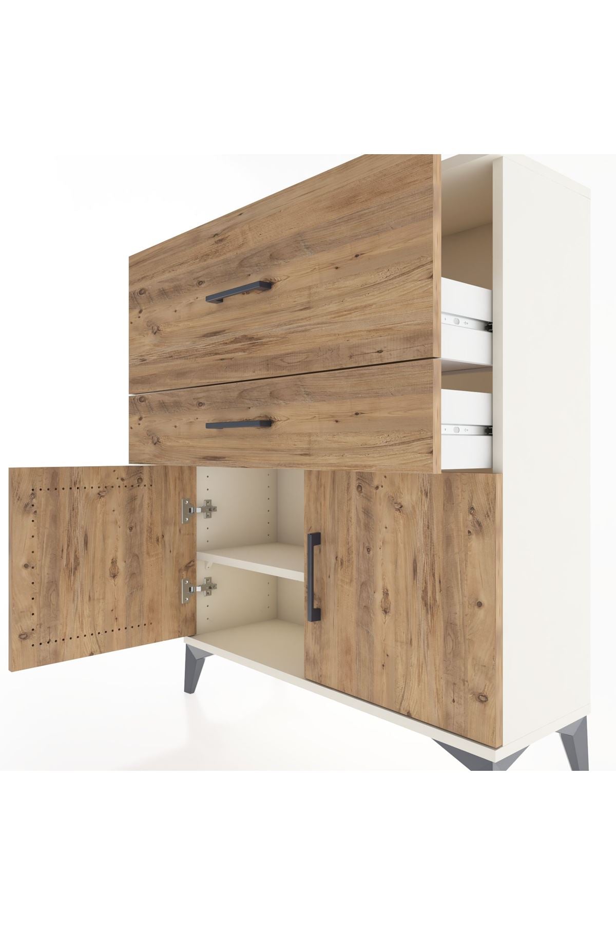 Arges Şifonyer Tek Raflı 2 Çekmeceli 2 Kapaklı 88x30x106 Aytaşı-Çam