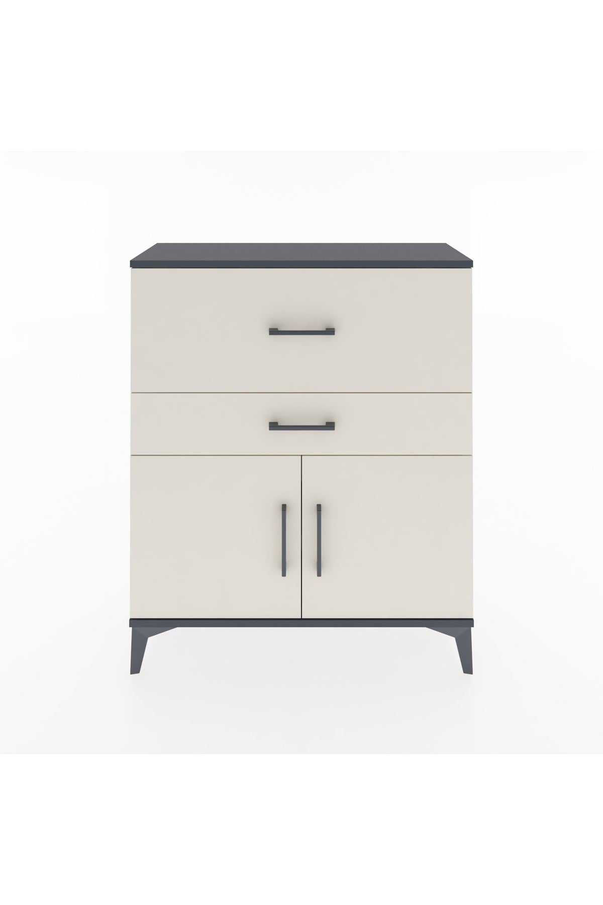 Arges Şifonyer Tek Raflı 2 Çekmeceli 2 Kapaklı 88x30x106 Antrasit-Aytaşı