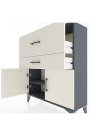 Arges Şifonyer Tek Raflı 2 Çekmeceli 2 Kapaklı 88x30x106 Antrasit-Aytaşı