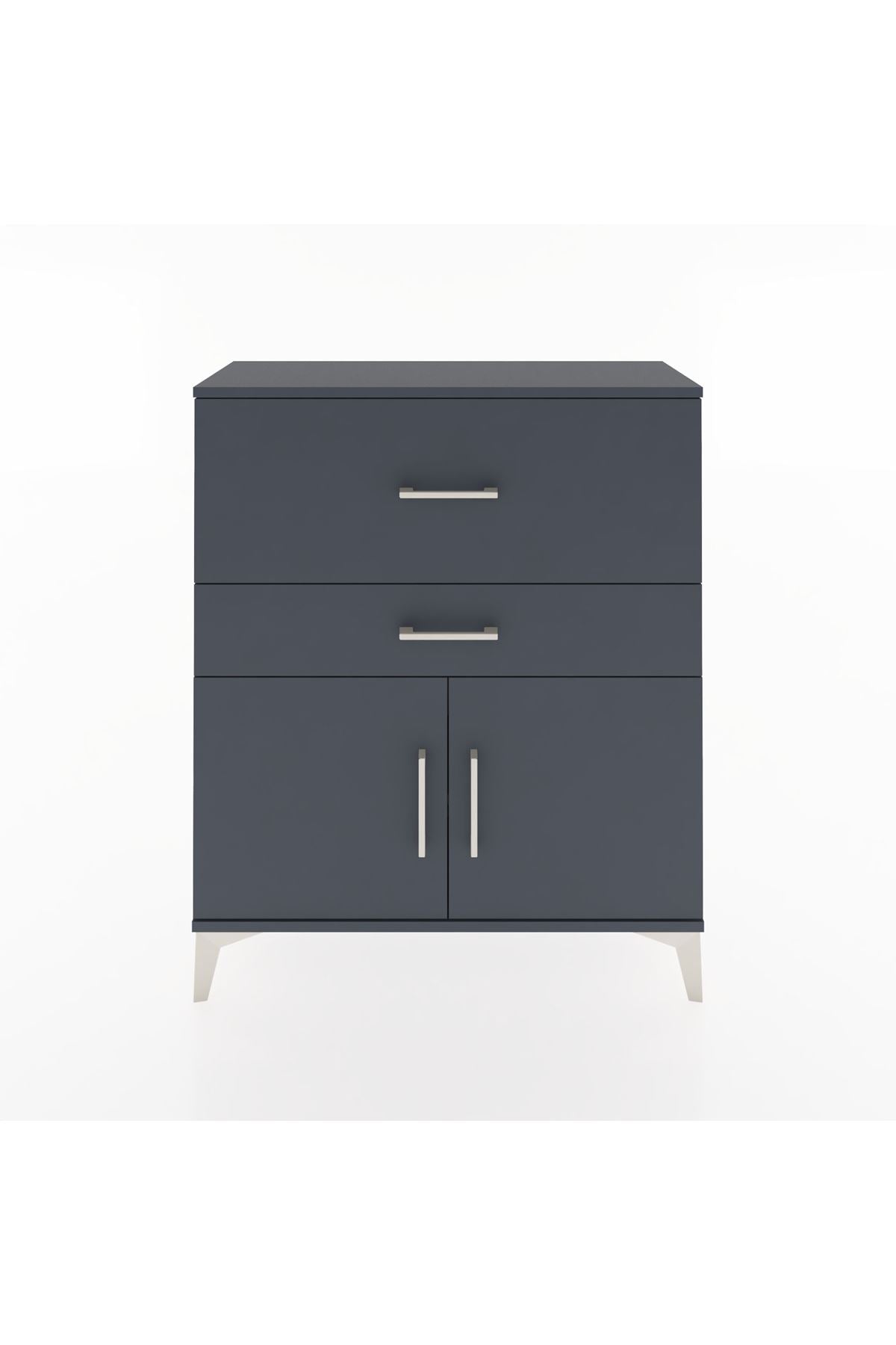 Arges Şifonyer Tek Raflı 2 Çekmeceli 2 Kapaklı 88x30x106 Antrasit-Antrasit