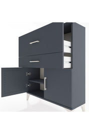Arges Şifonyer Tek Raflı 2 Çekmeceli 2 Kapaklı 88x30x106 Antrasit-Antrasit