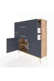 Arges Şifonyer Tek Raflı 2 Çekmeceli 2 Kapaklı 88x30x106 Çam-Antrasit