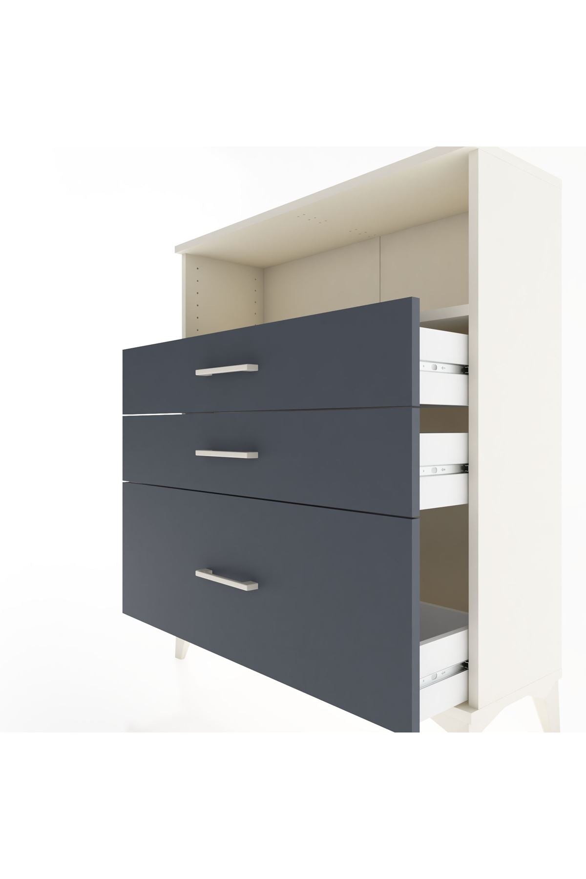 Arges Şifonyer Tek Raflı 3 Çekmeceli 88x30x106 Aytaşı-Antrasit