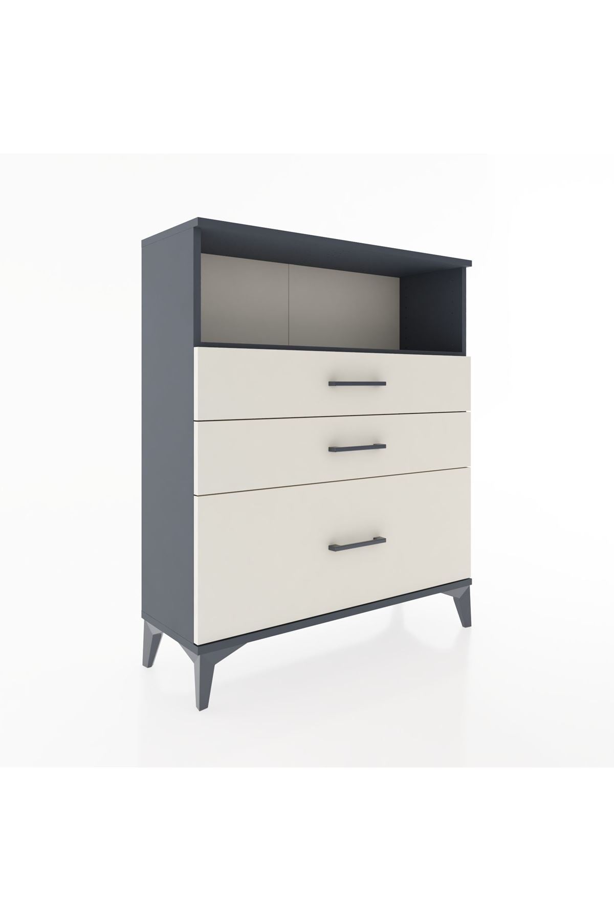 Arges Şifonyer Tek Raflı 3 Çekmeceli 88x30x106 Antrasit-Aytaşı