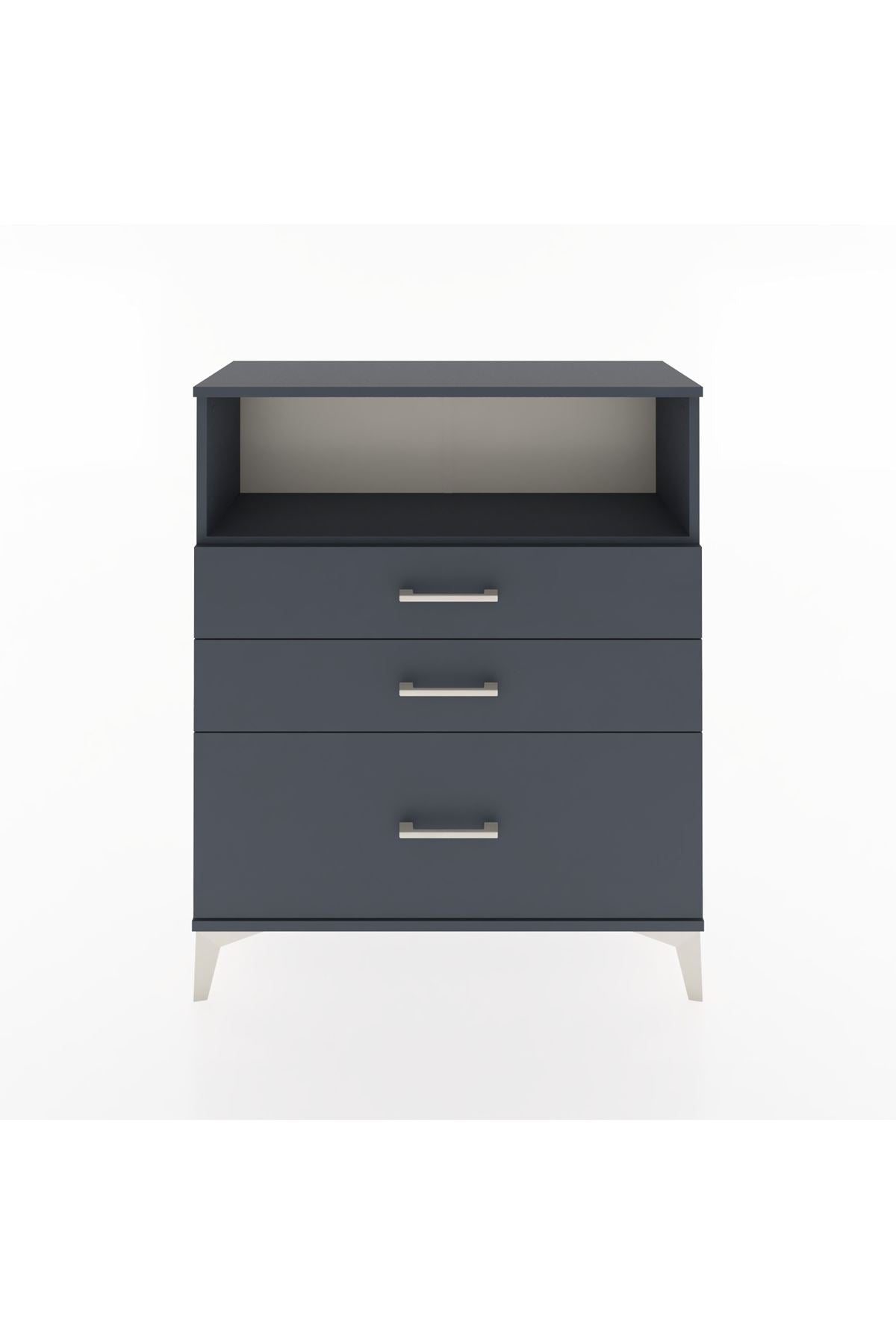 Arges Şifonyer Tek Raflı 3 Çekmeceli 88x30x106 Antrasit-Antrasit