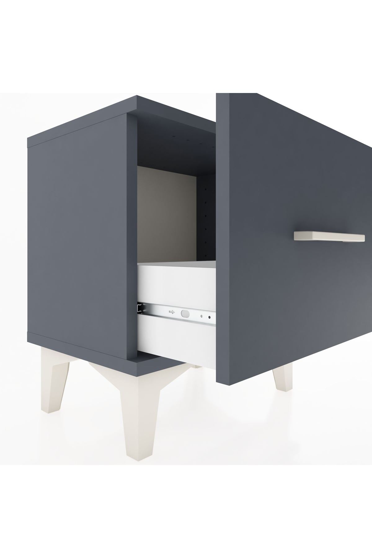 Arges Komodin Tek Çekmeceli 44x30x48 Antrasit-Antrasit