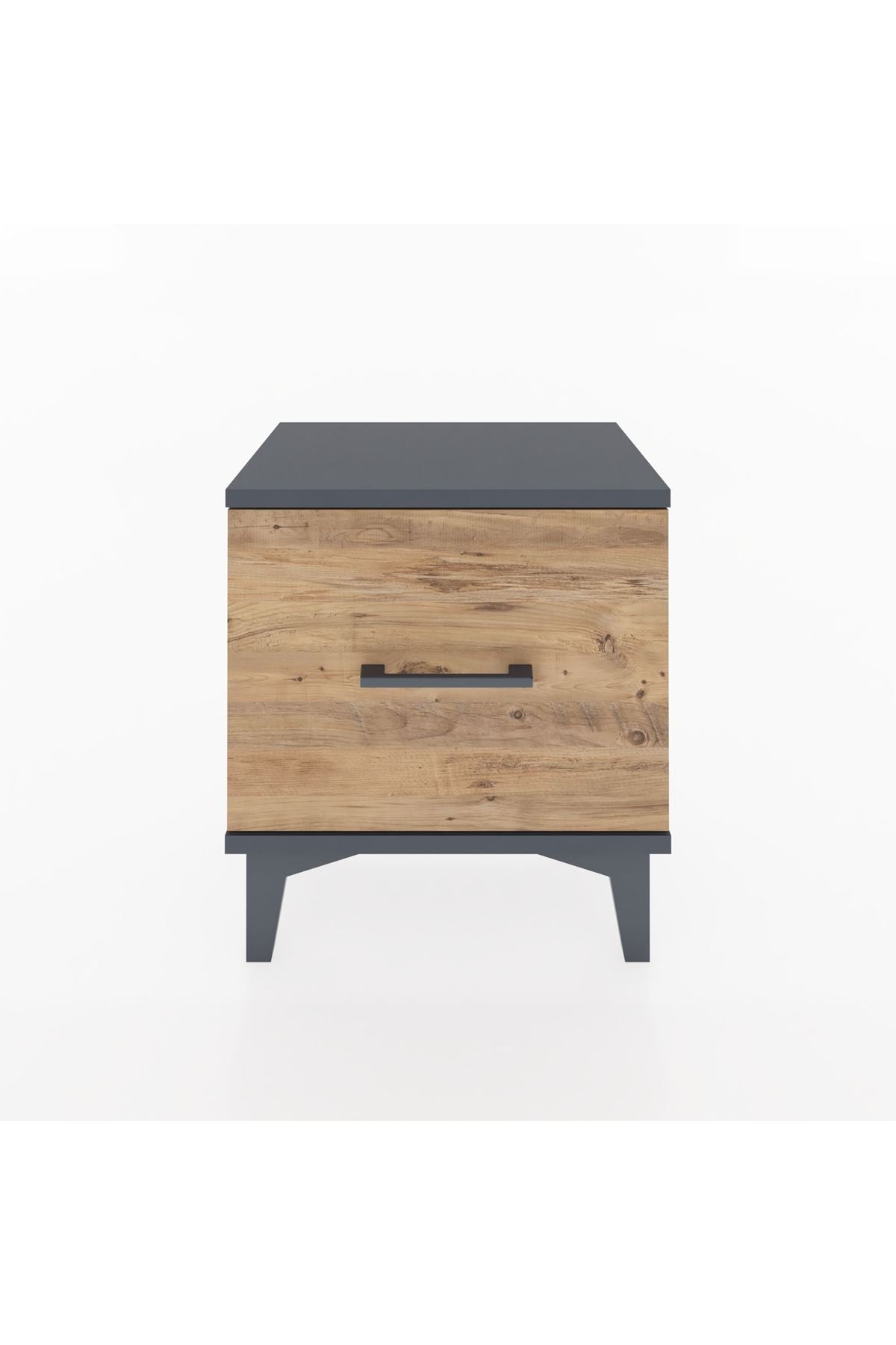 Arges Komodin Tek Çekmeceli 44x30x48 Antrasit-Çam