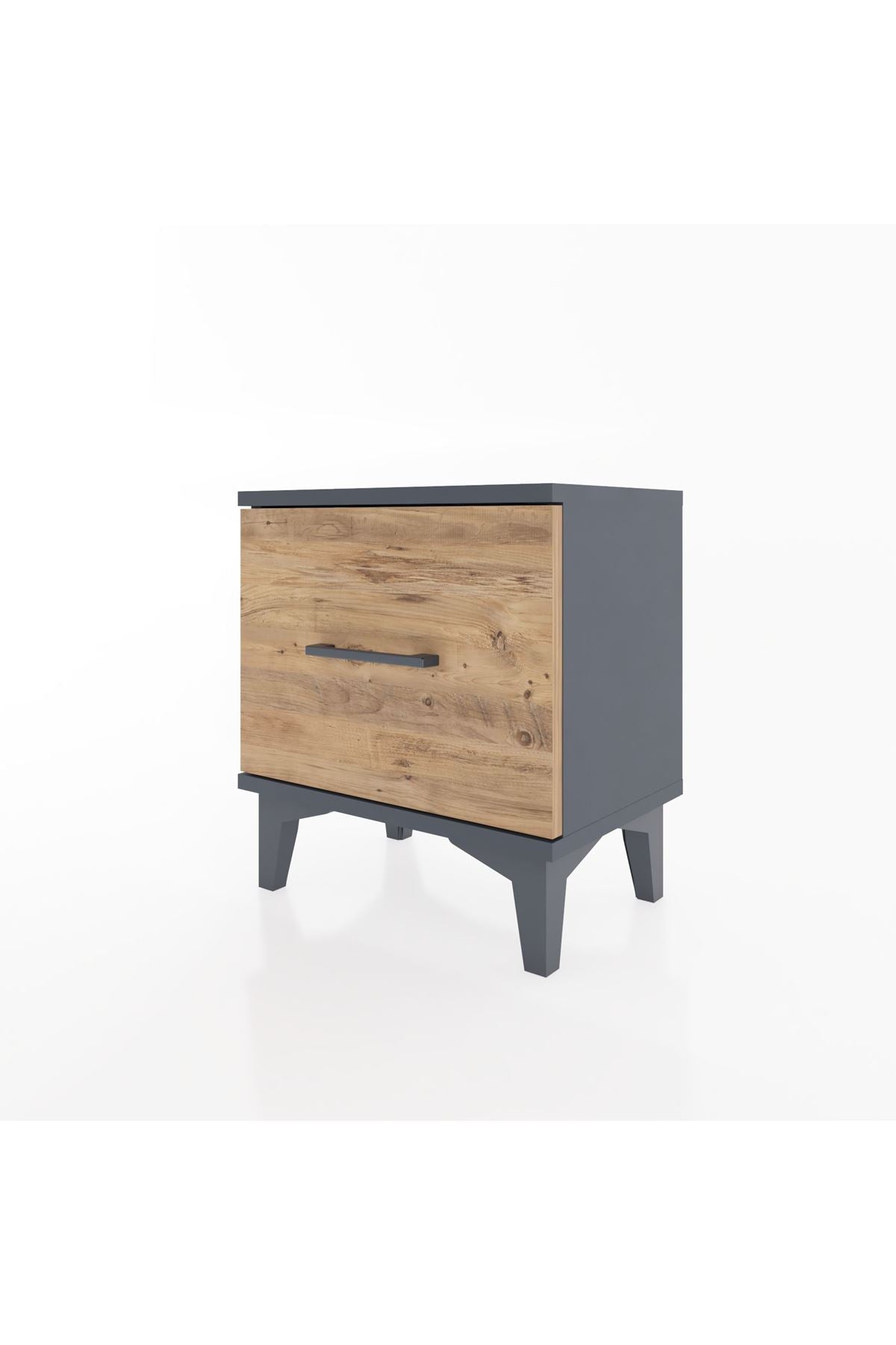 Arges Komodin Tek Çekmeceli 44x30x48 Antrasit-Çam