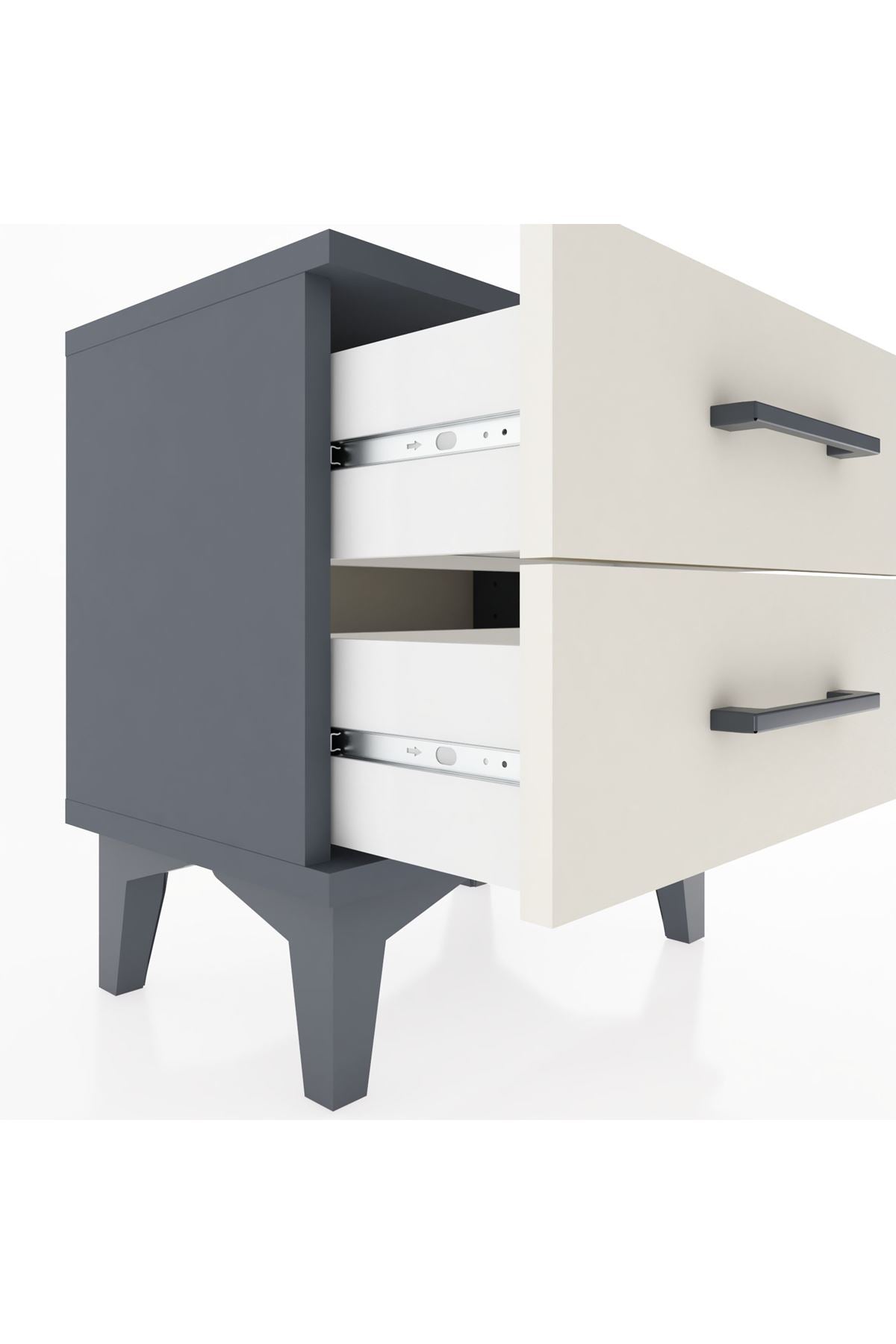 Arges Komodin 2 Çekmeceli 44x30x48 Antrasit-Aytaşı