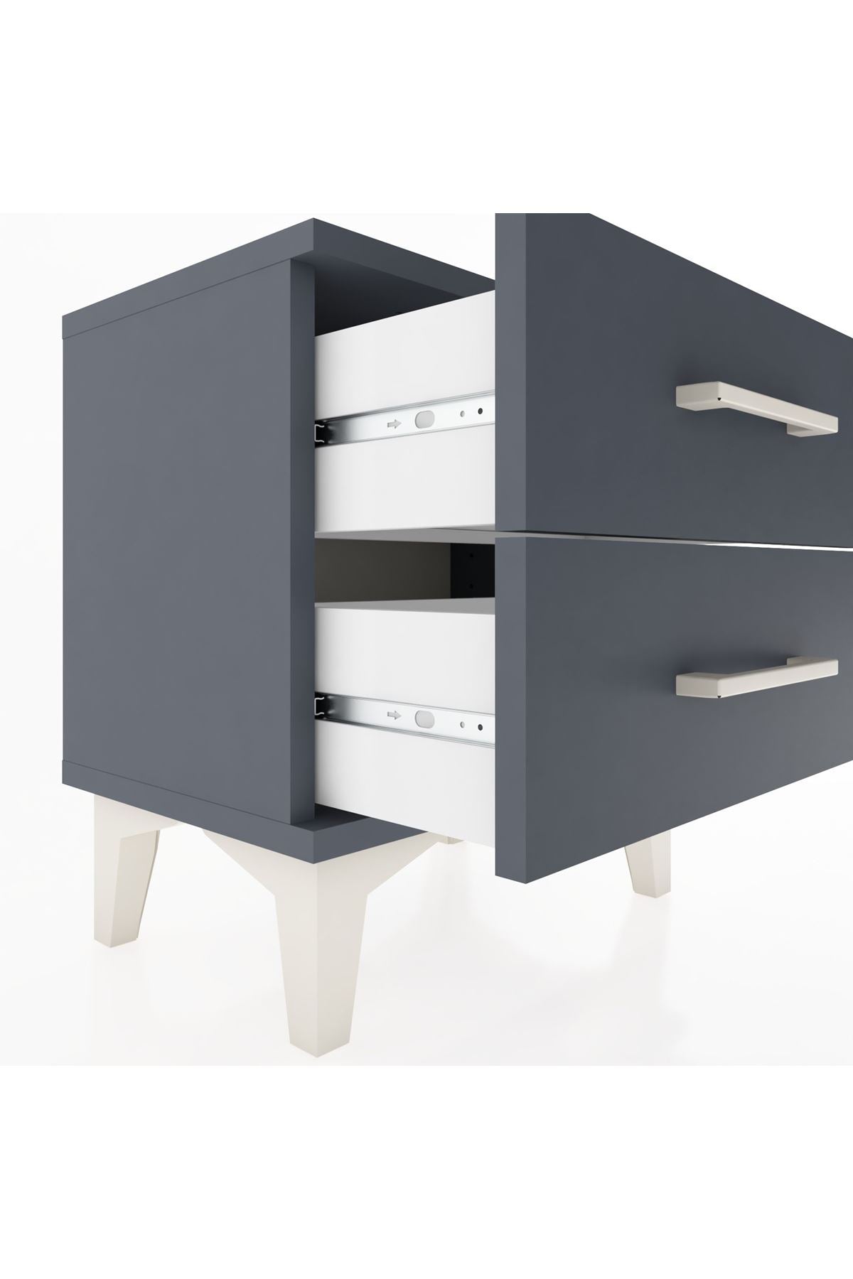 Arges Komodin 2 Çekmeceli 44x30x48 Antrasit-Antrasit