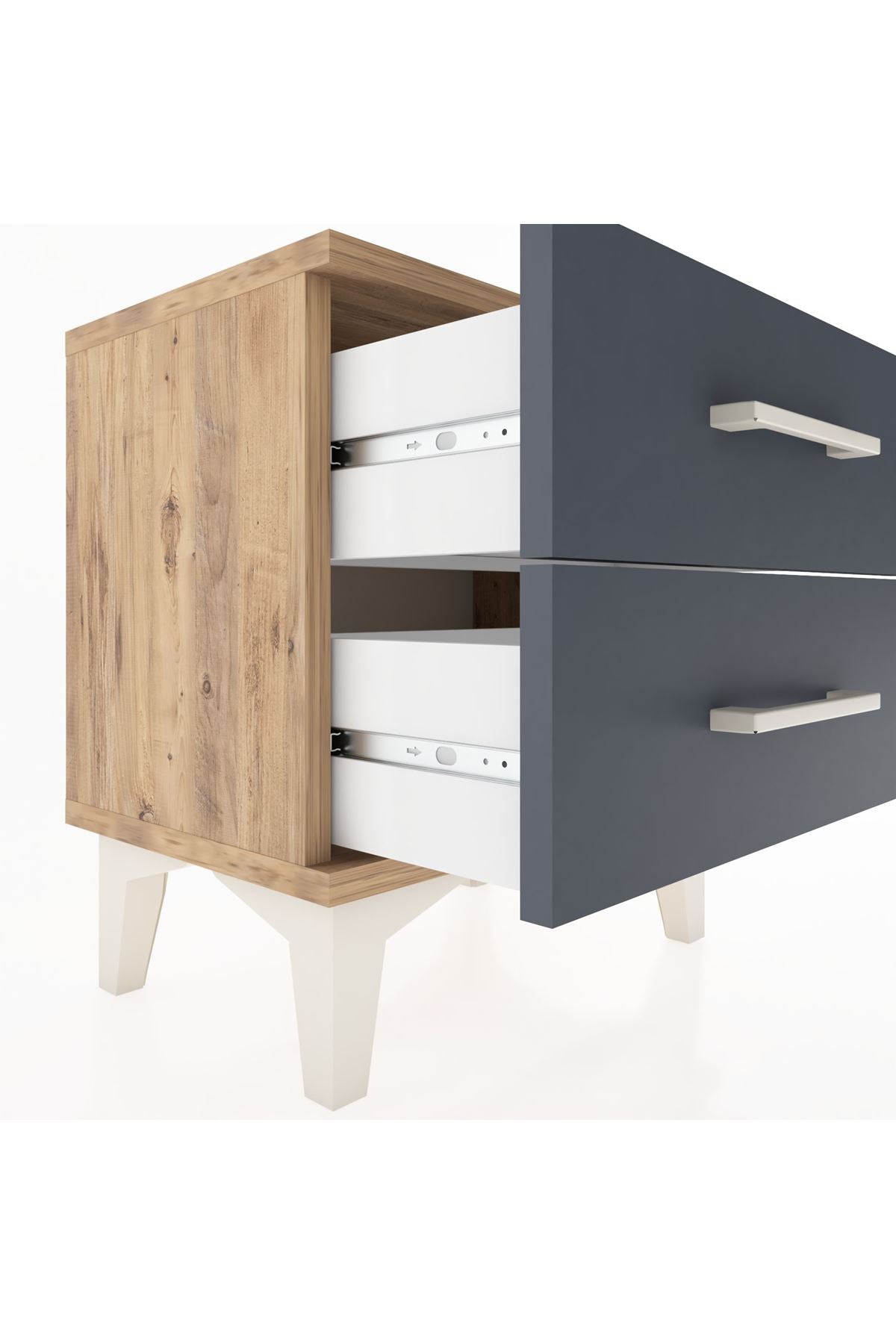 Arges Komodin 2 Çekmeceli 44x30x48 Çam-Antrasit